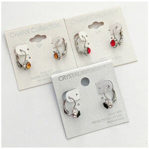 Trio of Mini Swarovski Crystal Halo Leverback Earrings